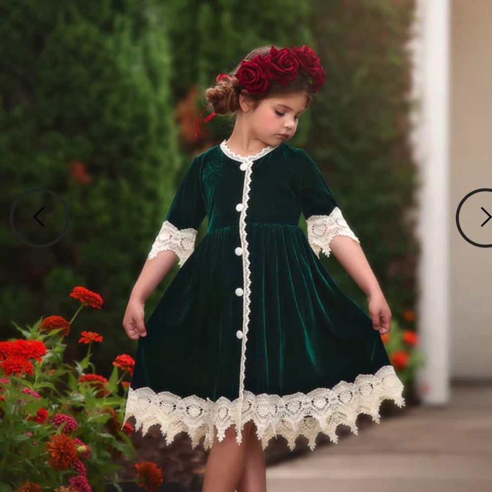 Trish Scully Rosalina emerald green velvet dress 3 3T